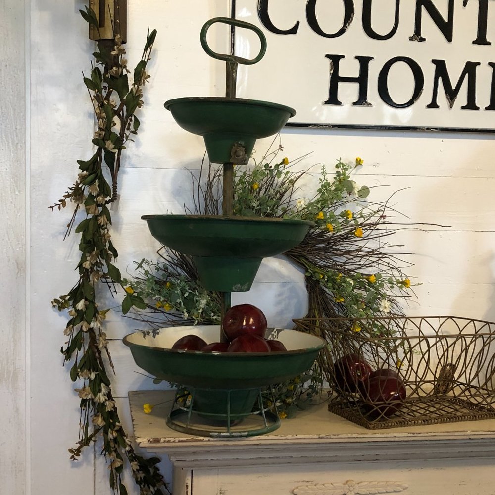 Gorgeous vintage Green 3-Tier Kitchen Fruit Stand - Home Kitchen Kitchen Tools